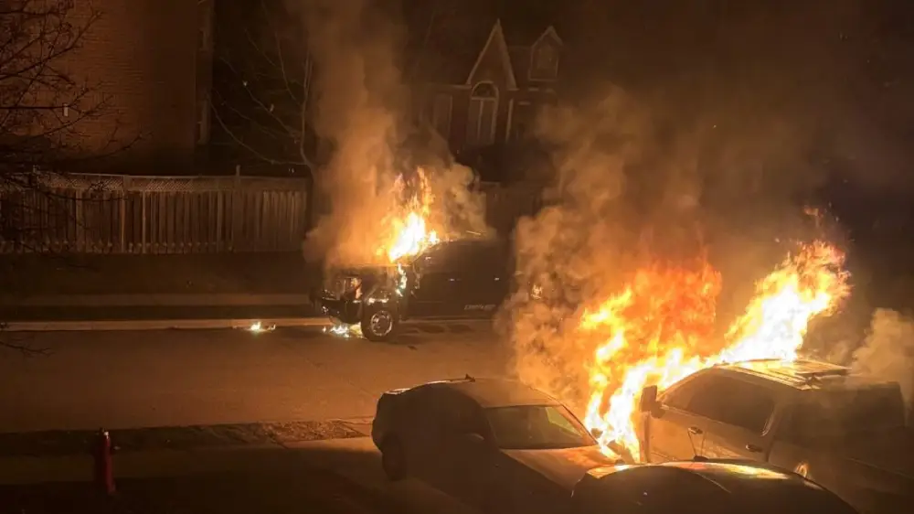 Tow Truck Set on Fire in Brampton